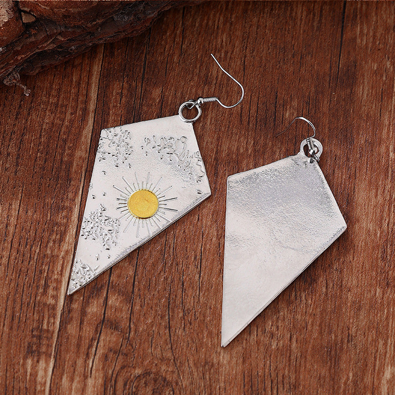 Ornament Sun Moon Pendant Earrings For Women Vintage