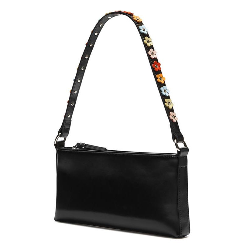Vintage Color Flower Baguette Underarm Small Square Bag Women