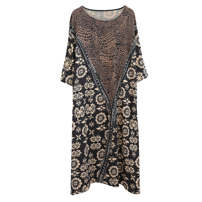 Quality Vintage Floral Print for Women Batwing Long Dress