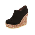 Women Sandals Serpentine Stitched Vintage Wedge High Heel Cover Heel Pumps Shoes