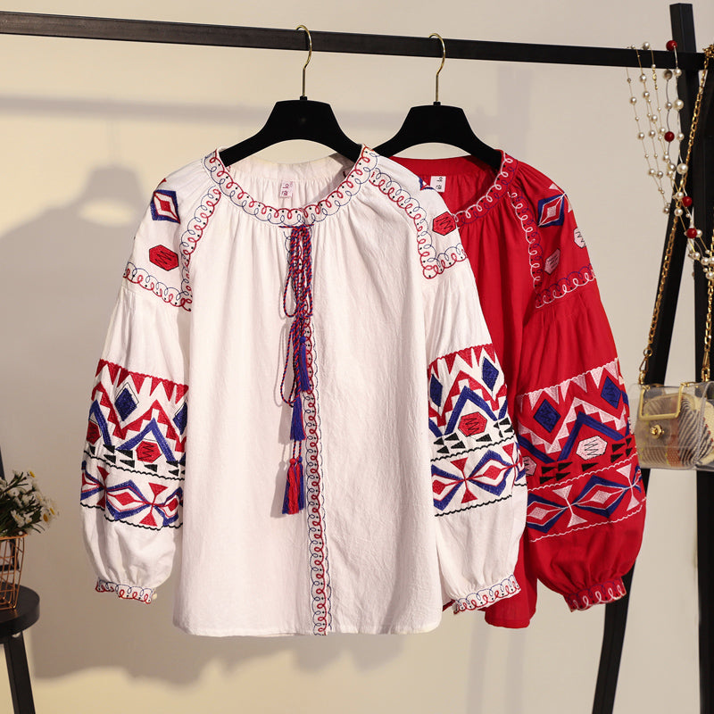Vintage Heavy Industry Embroidery Top Women Spring Dress