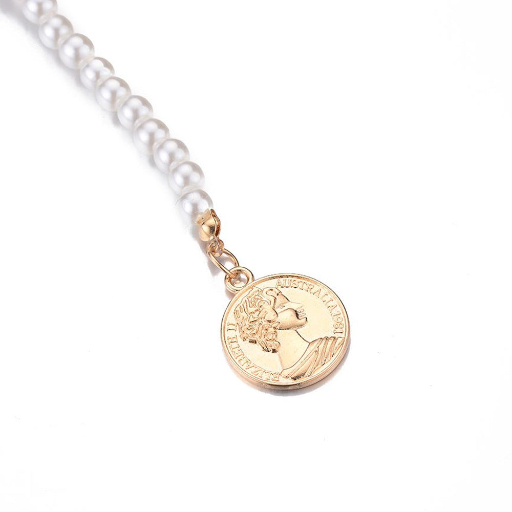 Vintage Wedding Pearl Portrait Coin Accessories Women