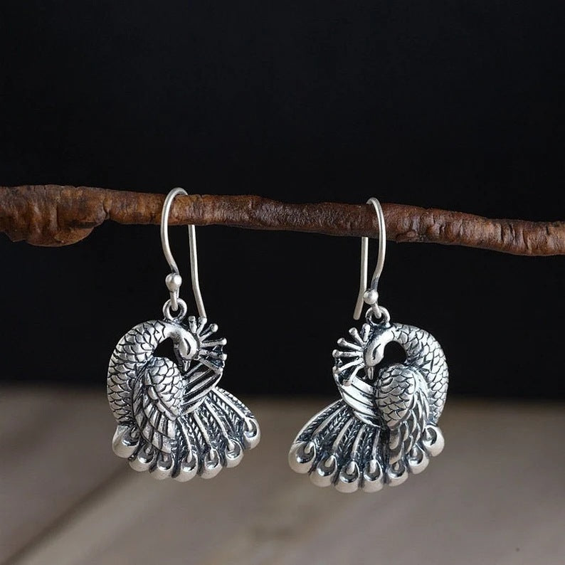 Creative Vintage Peacock Long Earrings For Women In Ethnic Style