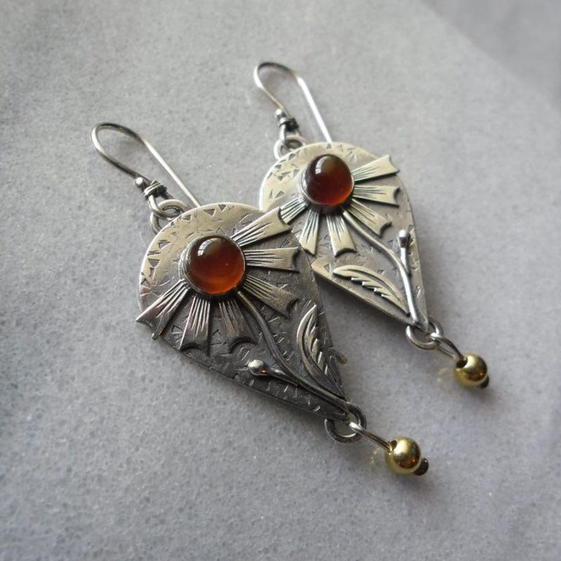Vintage Ancient Bronze Plant Flower Earrings For Women