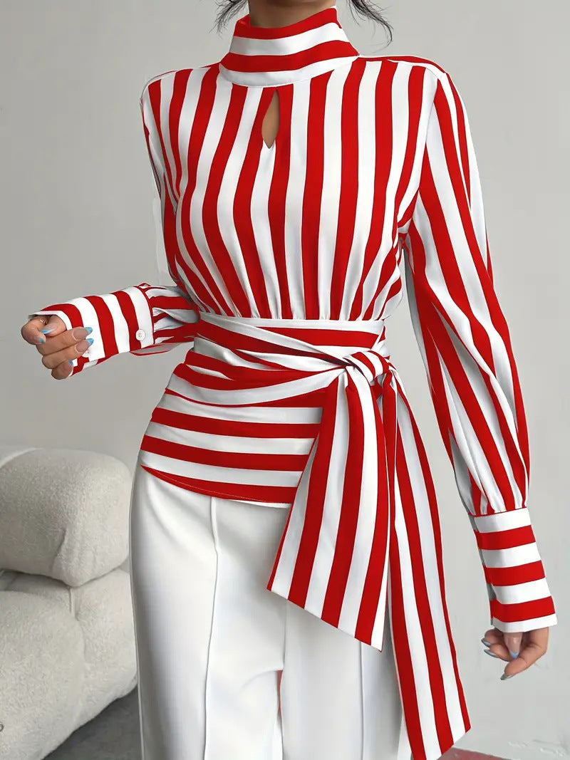 Vintage Scarf-Neck Long-Sleeve Elegant Shirt For Women