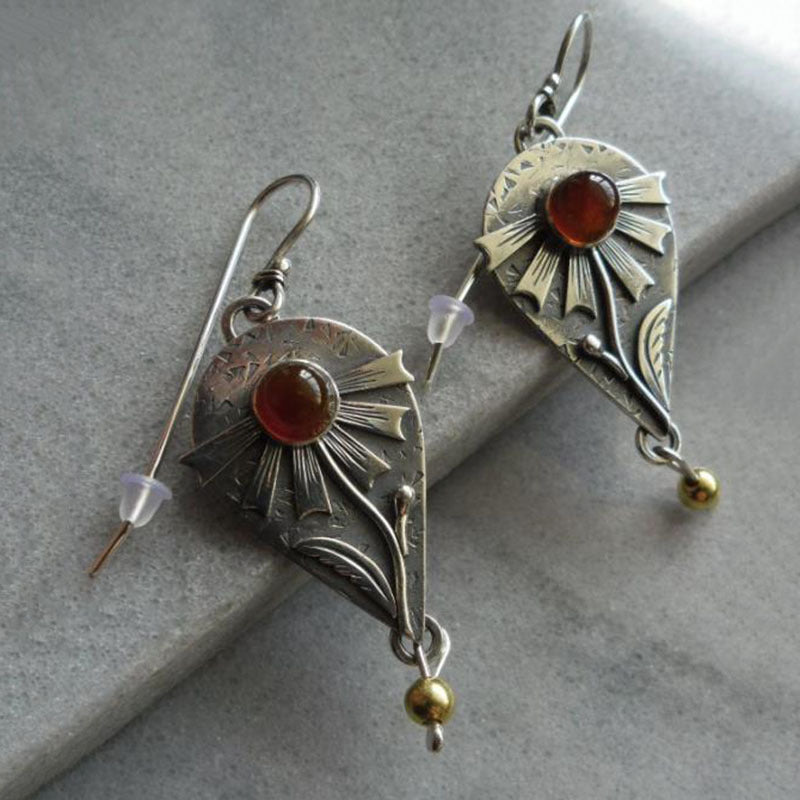 Vintage Ancient Bronze Plant Flower Earrings For Women