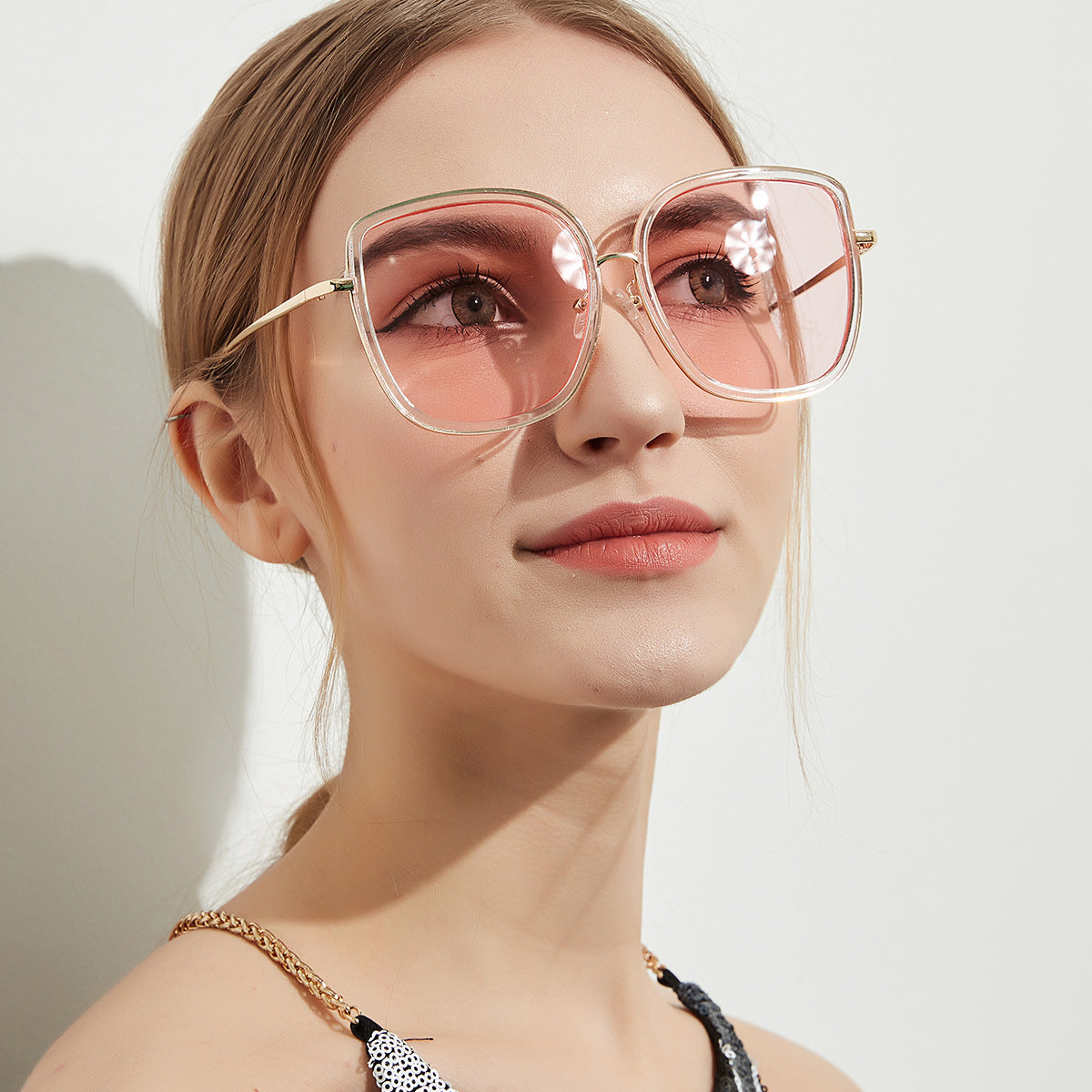 Big Square Sunglasses Women Transparent Frame Ocean Color Lens Glasses Vintage Sunglasses