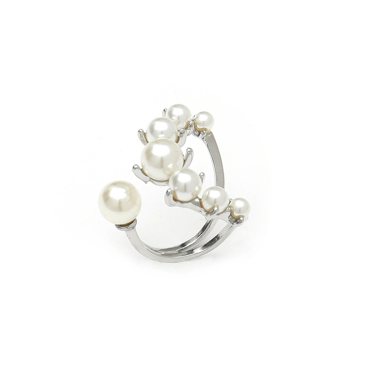 Vintage Niche Creative Design Ring Light Luxury Minimalist Korean Style Pearl Open Knuckle Ring For Women