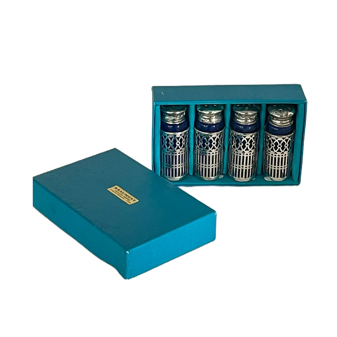 Beaumont Luxury Spice Jar Set - 4 Elegant Glass Containers with Decorative Lids
