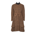 Women > Elegant Brown Wool Blend Coat with Pockets and Belt