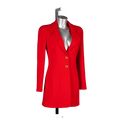 Women > Elegant Red Blazer Jacket > Tailored Fit > Stylish Office Wear