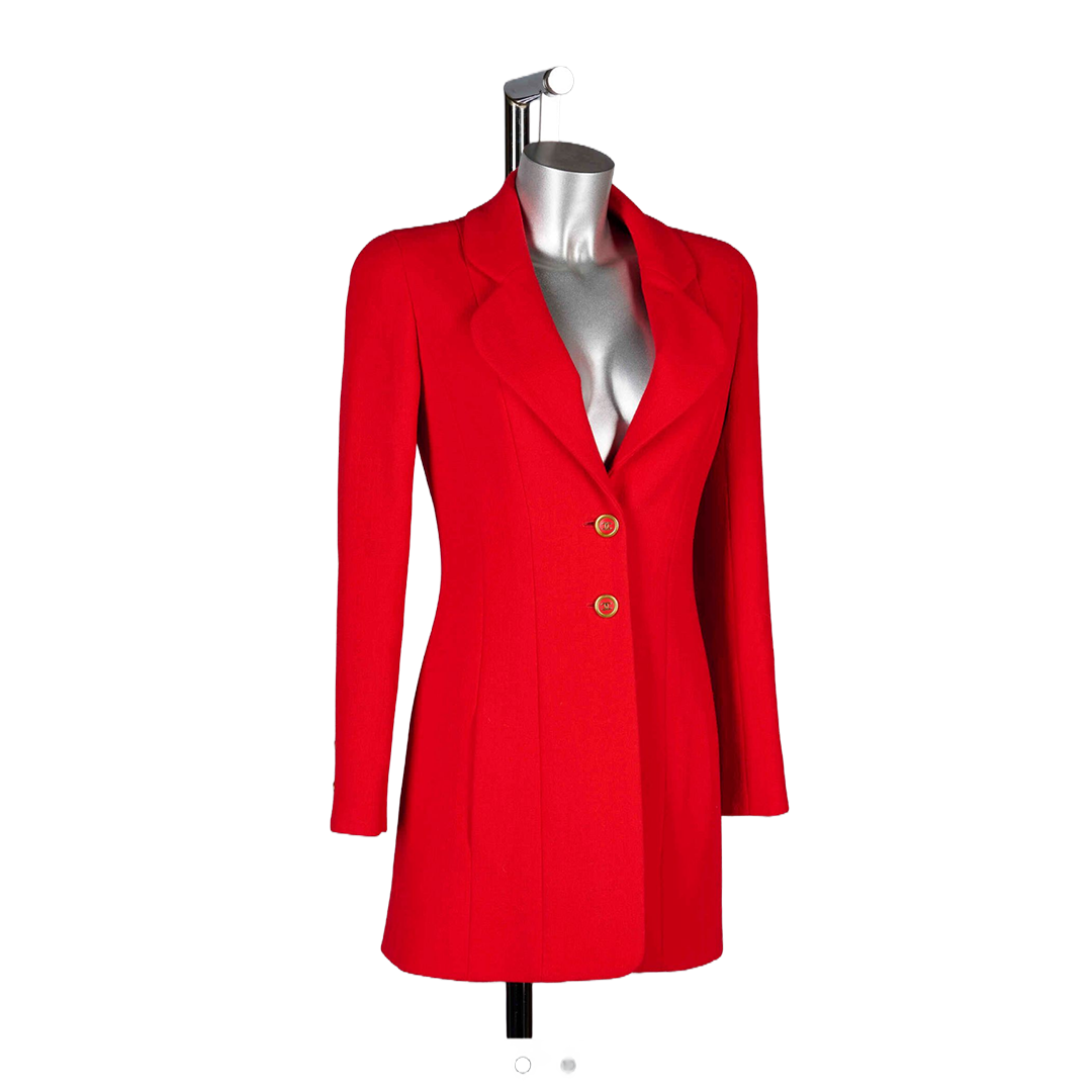 Women > Elegant Red Blazer Jacket > Tailored Fit > Stylish Office Wear