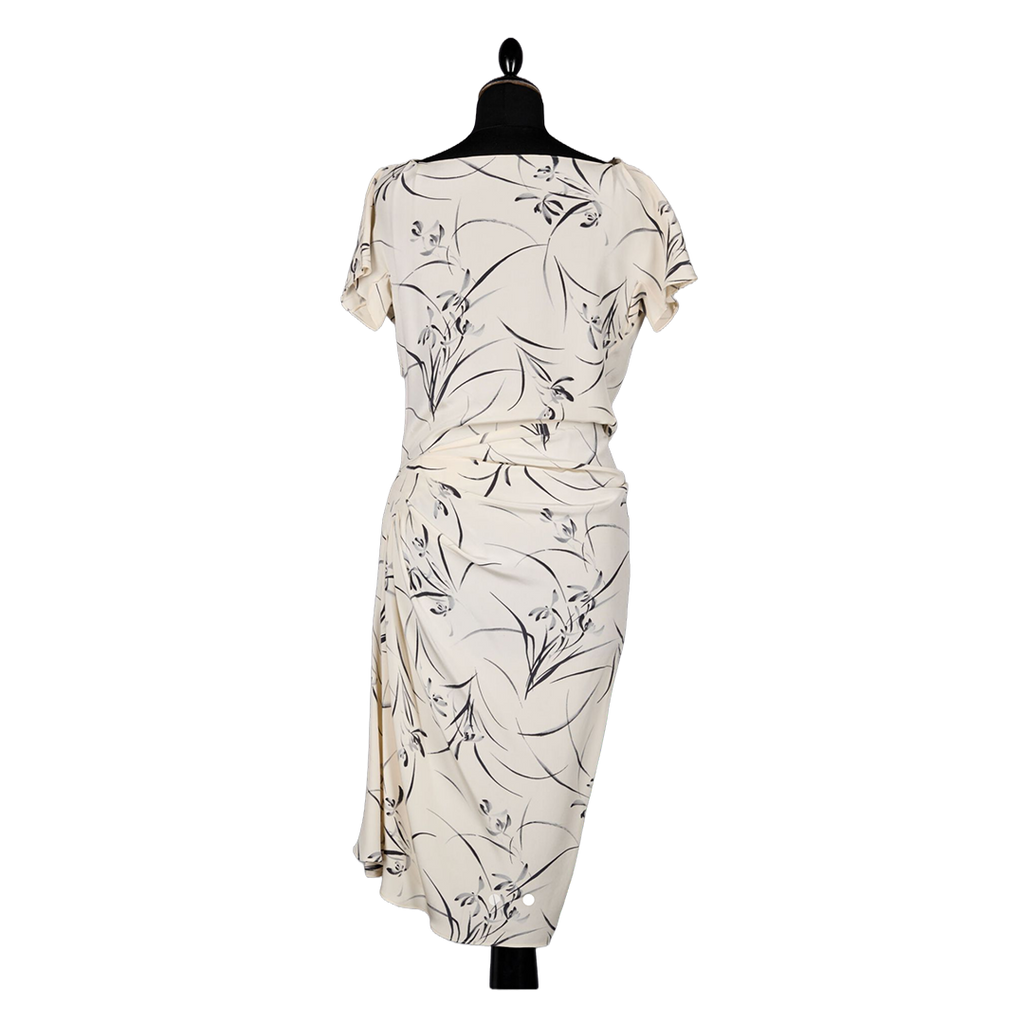 Women > Estim Nation > Floral Print Wrap Dress > Elegant Fit > Cream/Black