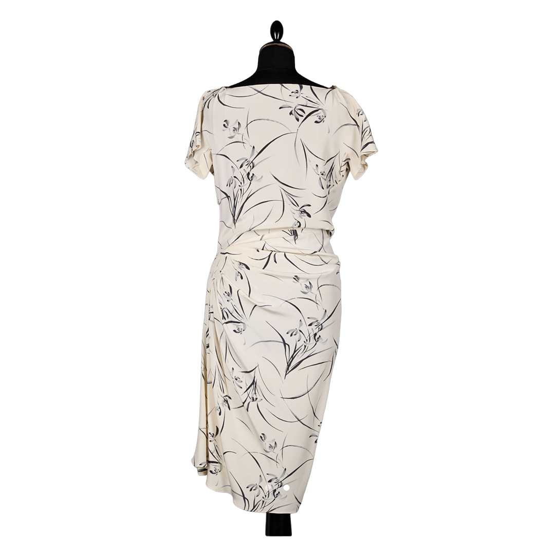 Women > Estim Nation > Floral Print Wrap Dress > Elegant Fit > Cream/Black