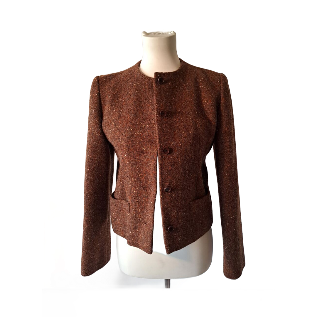 Women's Brown Tweed Blazer Jacket - Stylish & Versatile Fit