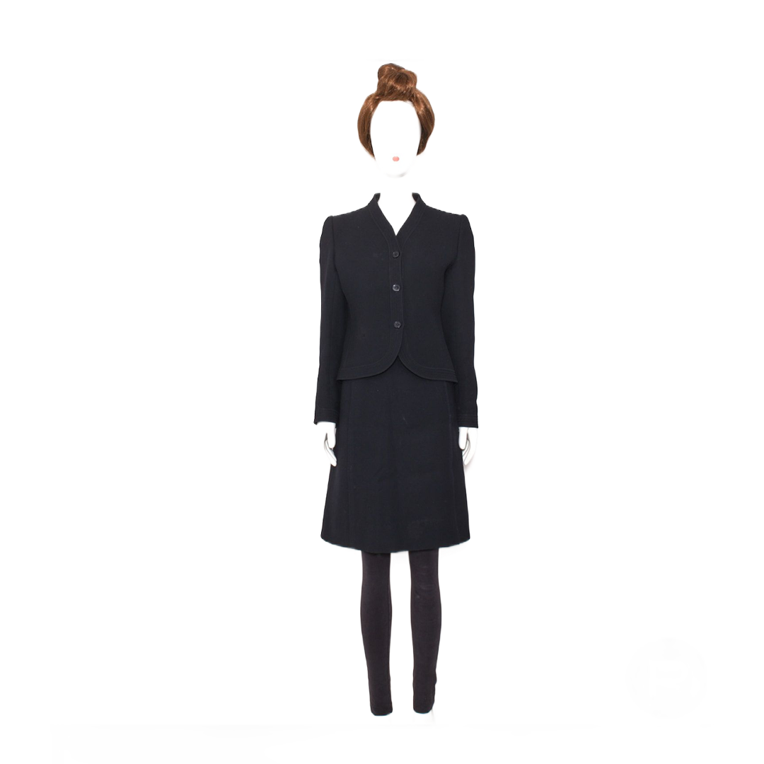 Women's Elegant Black Suit Set - Classic Fit Blazer & Skirt