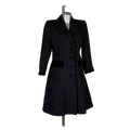 Women's Elegant Black Wool Blend Trench Coat - Classic Fit - Stylish Outerwear
