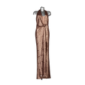 Women's Elegant Sequin Evening Gown - Long Halter Dress in Bronze