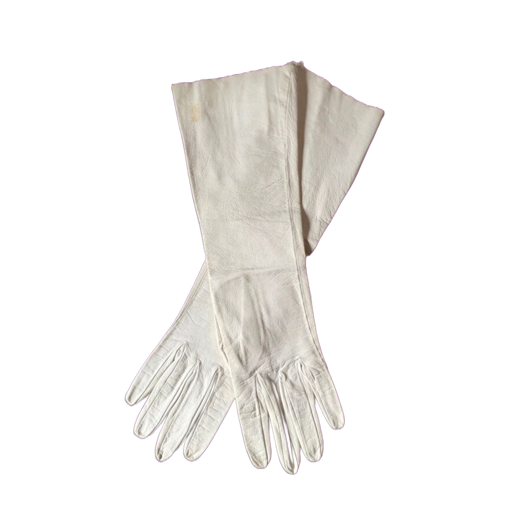 Women's Elegant White Leather Gloves - Classic Long Fit