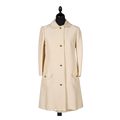 Women's Vintage Inspired Cream Coat with Pockets and Button Detail
