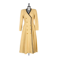 Women's Vintage Yellow Double-Breasted Dress with Black Trim