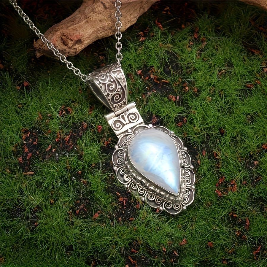Vintage Moonstone Drop Necklace For Women
