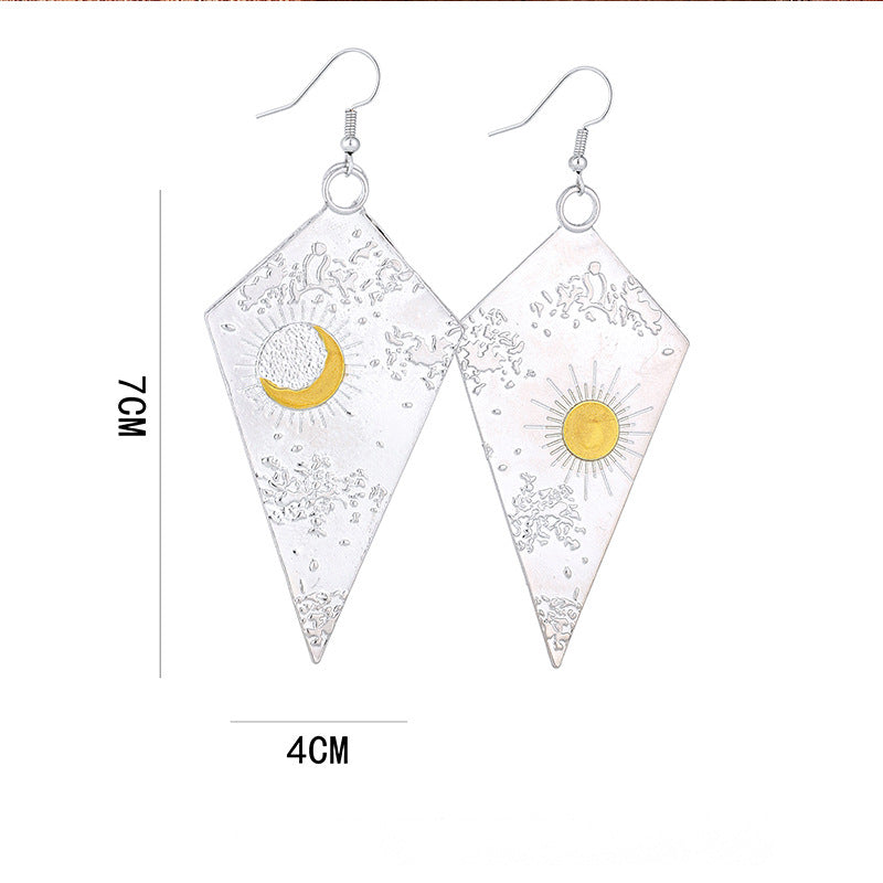 Ornament Sun Moon Pendant Earrings For Women Vintage