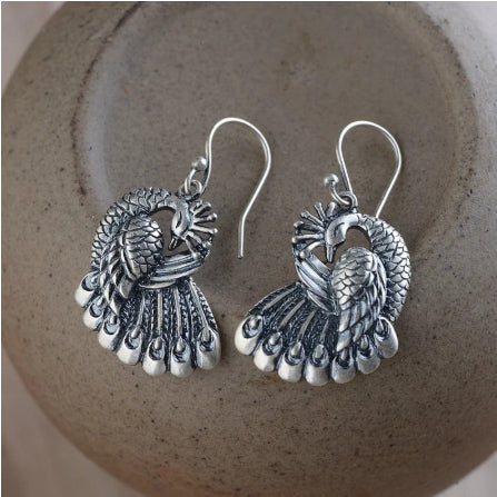 Creative Vintage Peacock Long Earrings For Women In Ethnic Style