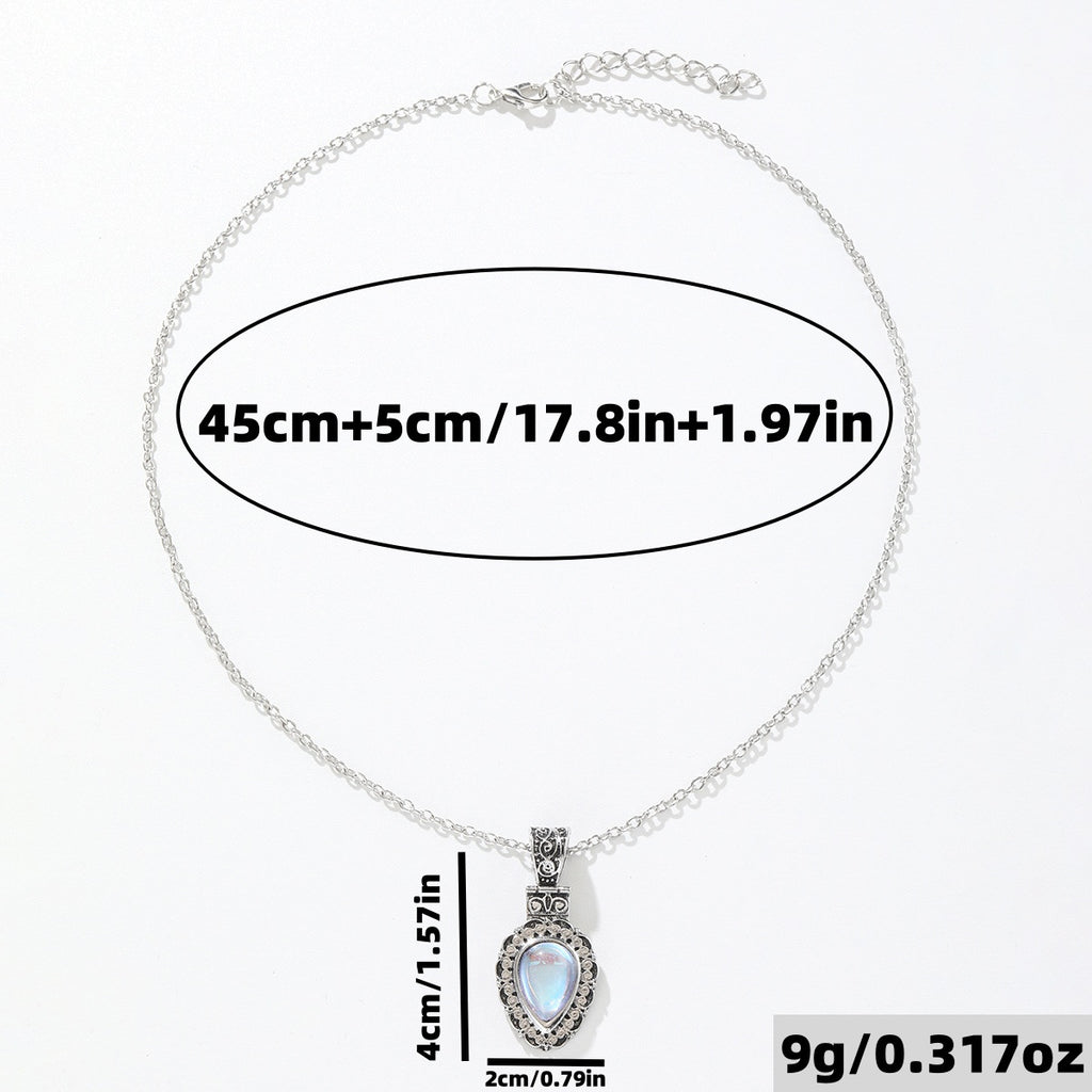 Vintage Moonstone Drop Necklace For Women