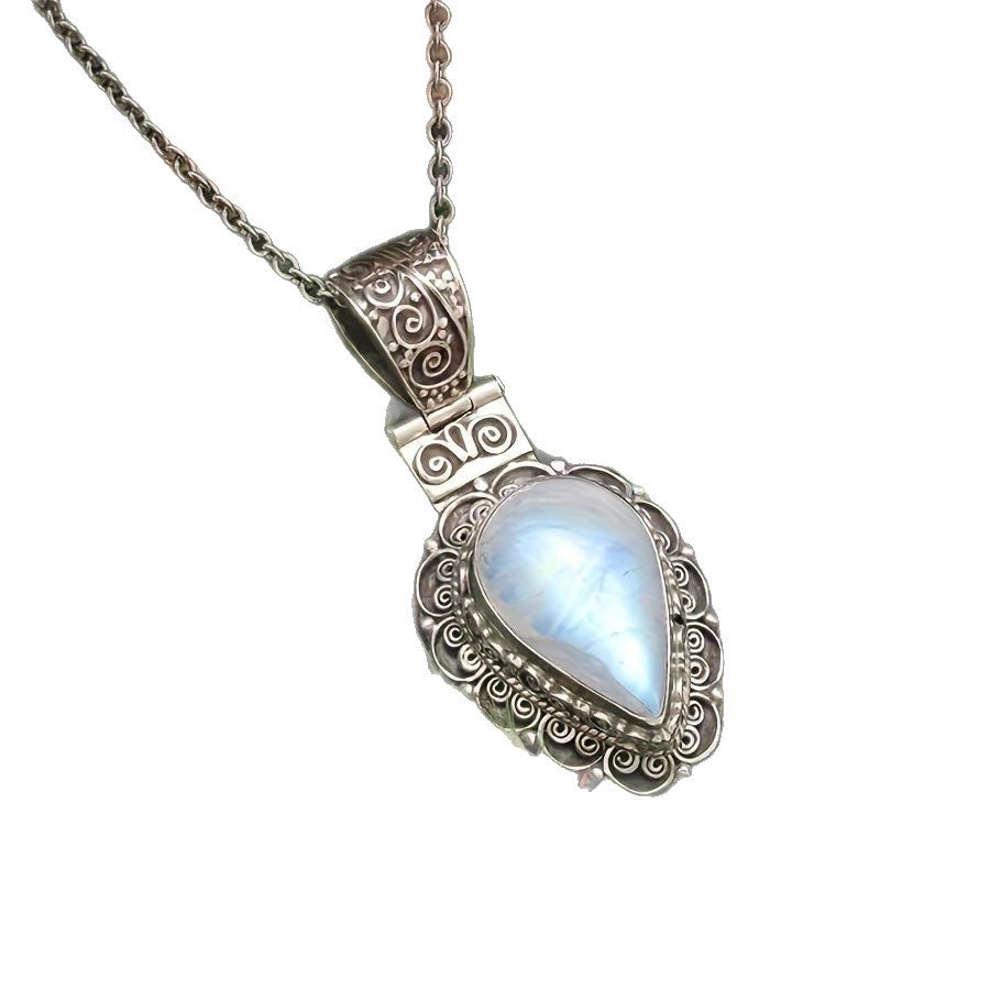 Vintage Moonstone Drop Necklace For Women